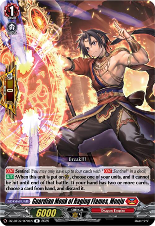 Guardian Monk of Raging Flames, Monju (DZ-BT07/070EN) [Moon Fangs & Cerulean Blaze]