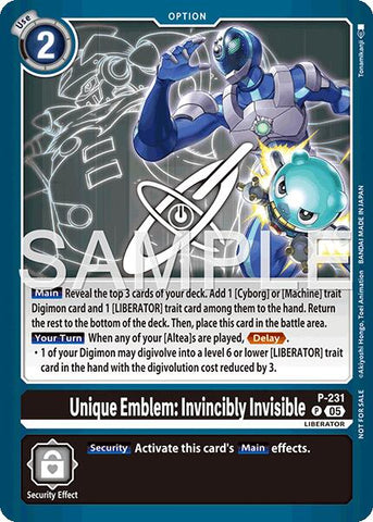 Unique Emblem: Invincibly Invisible [P] (Dawn of Liberator Box Topper) [Promotional Cards]