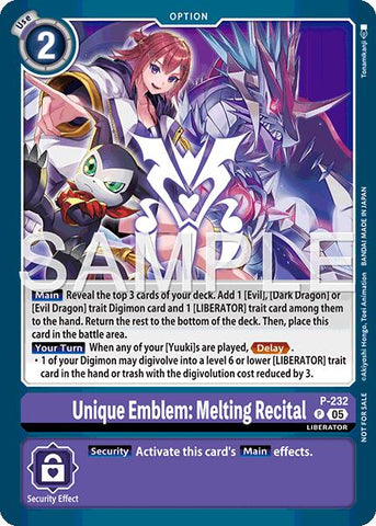 Unique Emblem: Melting Recital [P-232] (Dawn of Liberator Box Topper) [Promotional Cards]