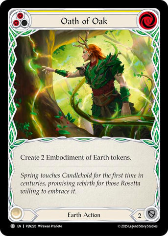 Oath Of Oak (Yellow) (Rainbow Foil) [PEN220] (Compendium of Rathe)  Rainbow Foil