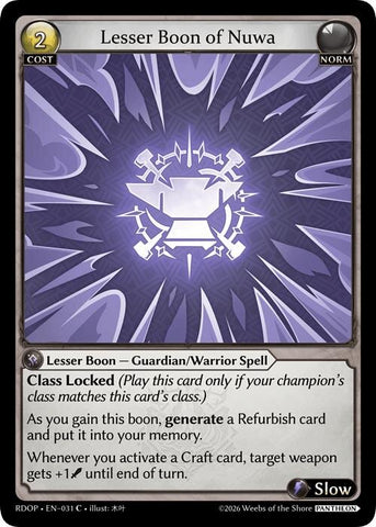 Lesser Boon of Nuwa (31) [Radiant Origins: Pantheon]