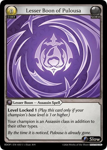 Lesser Boon of Pulousa (35) [Radiant Origins: Pantheon]
