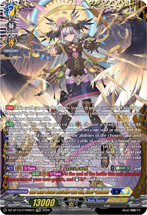 One Who Bears Resolve and Sin, Liael=Animus (DZ-BT13/FFR06EN) [Parallactic Clash]