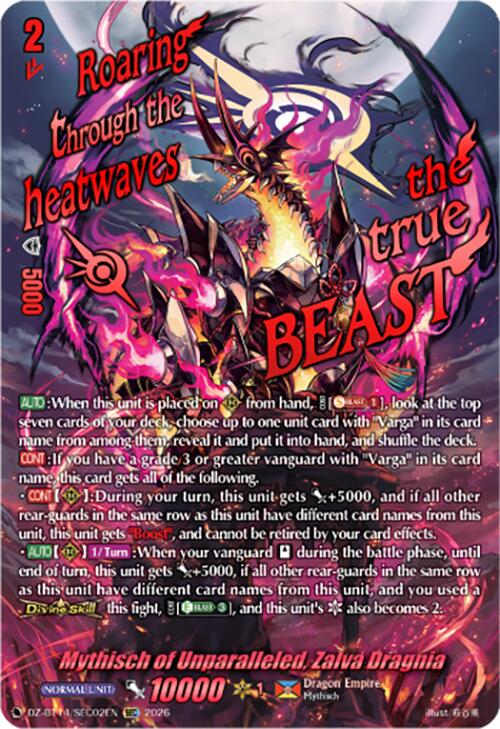 Mythisch of Unparalleled, Zalva Dragnia (DZ-BT14/SEC02EN) [Envoys of the Crimson Moon]