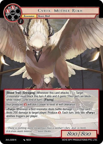 Cyrux, Mother Rukh (AVL-029 N) [Attack on Velmardia]