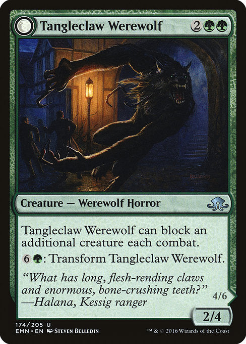 Tangleclaw Werewolf // Fibrous Entangler [Eldritch Moon]